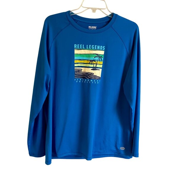 Reel Legends Performance Blue Long Sleeve Shirt with Reel Tec Women's 1X NEW - Picture 1 of 10